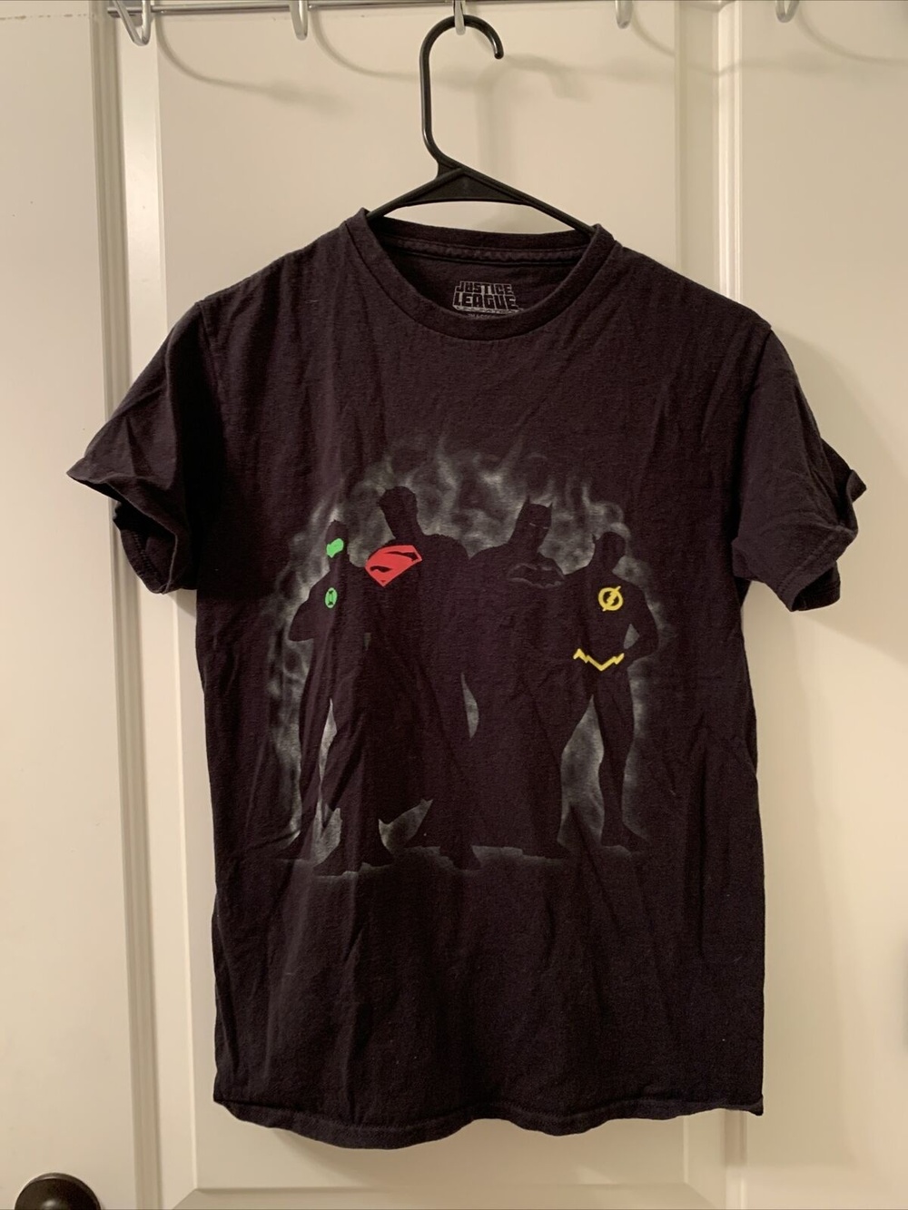 Boys Black T-Shirt Justice League Super Heroes Characters T-Shirt Size S Shirt